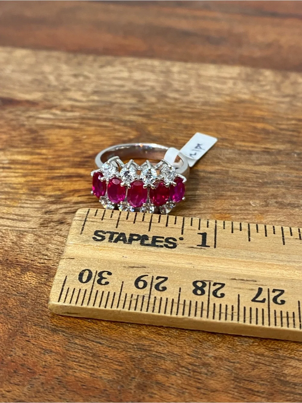 925 Sterling Silver Red And White CZ Ring